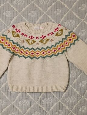 Zara Fair Isle Sweater Pink, Green & Gold 2Y GUC